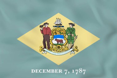 Delaware dalgalanan bayrak. Delaware Devlet bayrağı arka plan dokusu.