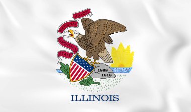 Illinois dalgalanan bayrak. Illinois Devlet bayrağı arka plan dokusu.