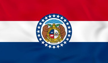 Missouri dalgalanan bayrak. Missouri Devlet bayrağı arka plan dokusu.
