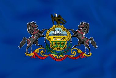 Pennsylvania dalgalanan bayrak. Pennsylvania Eyalet bayrağı arka plan dokusu.