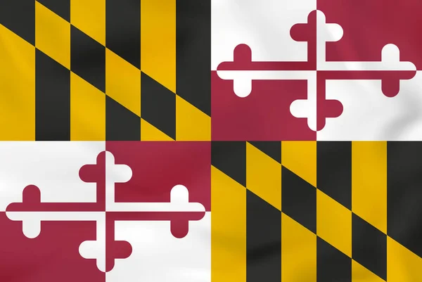 Maryland ondeando bandera. Maryland bandera del estado fondo textura . — Archivo Imágenes Vectoriales