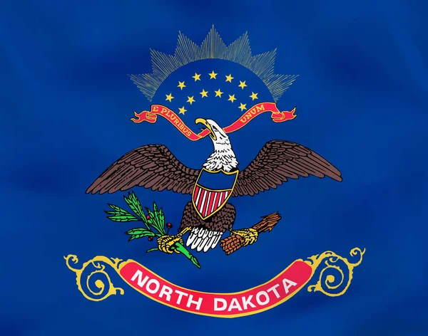 Βόρεια Ντακότα κυματίζει σημαία. Βόρεια Ντακότα κράτους σημαίας στο παρασκήνιο υφή. — Διανυσματικό Αρχείο