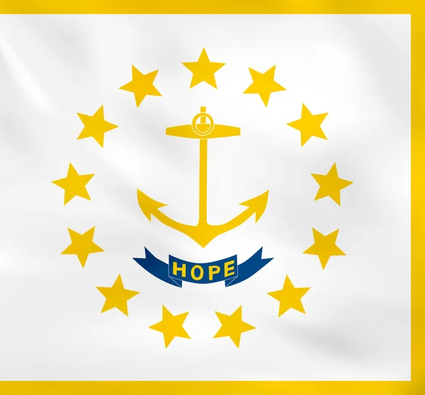 Rhode Island viftande flagga. Rhode Island state flagga bakgrund textur. — Stock vektor