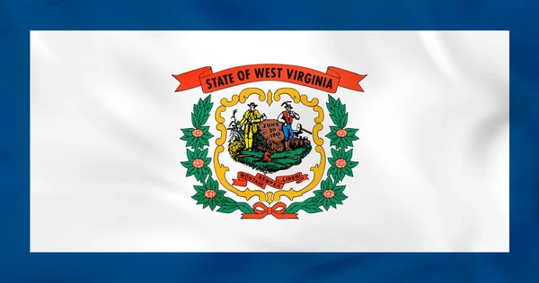 West Virginia viftande flagga. West Virginia statsflagga bakgrund textur. — Stock vektor