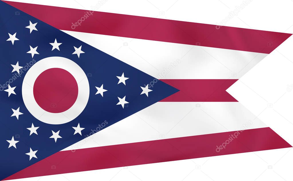 Ohio waving flag. Ohio state flag background texture.