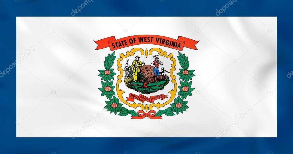 West Virginia waving flag. West Virginia state flag background texture.