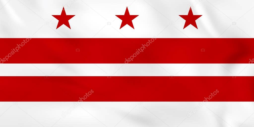 District of Columbia waving flag. District of Columbia state flag background texture.