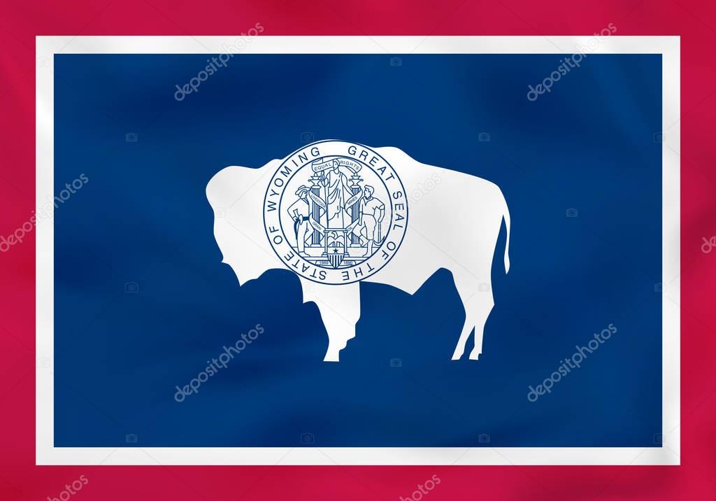 Wyoming waving flag. Wyoming state flag background texture.