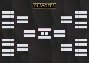Playoffs Schedule with two Conference. Tournament Bracket on black background.  clipart