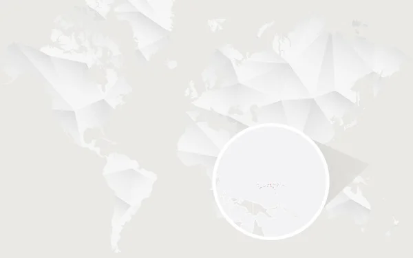 Micronésia mapa com bandeira em contorno no mapa mundial poligonal branco —  Vetores de Stock