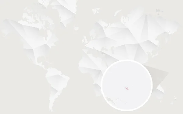 Marshallinseln Karte mit Flagge in Kontur auf weißer polygonaler Weltkarte. — Stockvektor