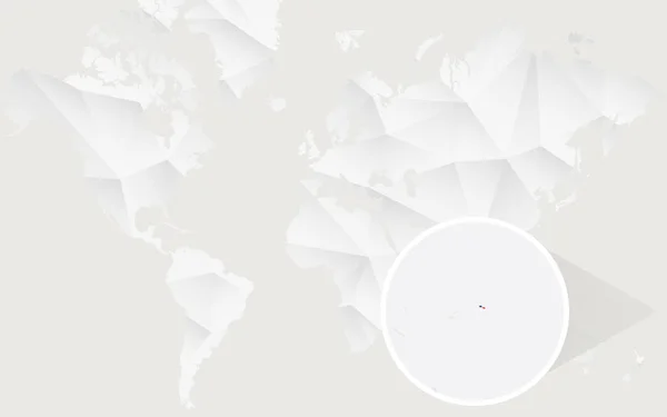 Samoa-Karte mit Flagge in Kontur auf weißer polygonaler Weltkarte. — Stockvektor