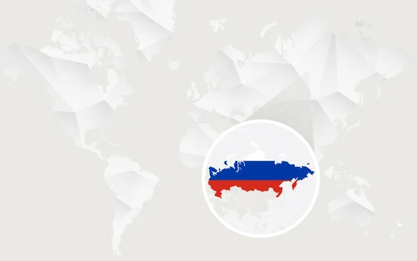 Rusland Kaart Met Vlag Contour Witte Veelhoekige Wereldkaart Vectorillustratie — Stockvector