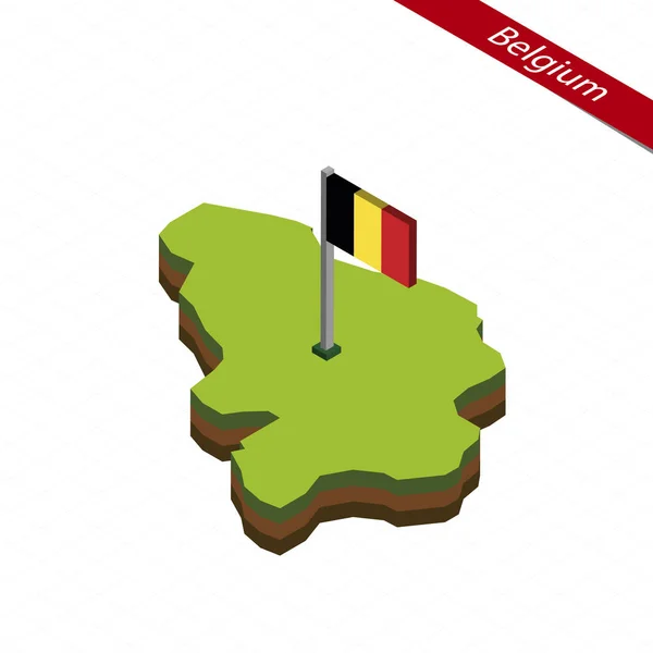 Belgique Carte isométrique et drapeau. Illustration vectorielle . — Image vectorielle