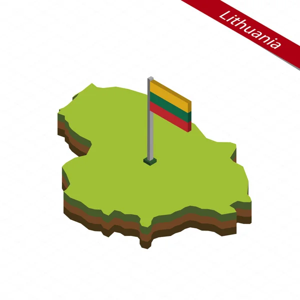Litvanya izometrik harita ve bayrak. Vektör çizim. — Stok Vektör