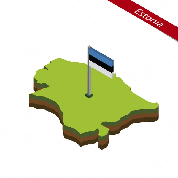 Estonsko izometrická mapa a vlajky. Vektorové ilustrace. — Stockový vektor