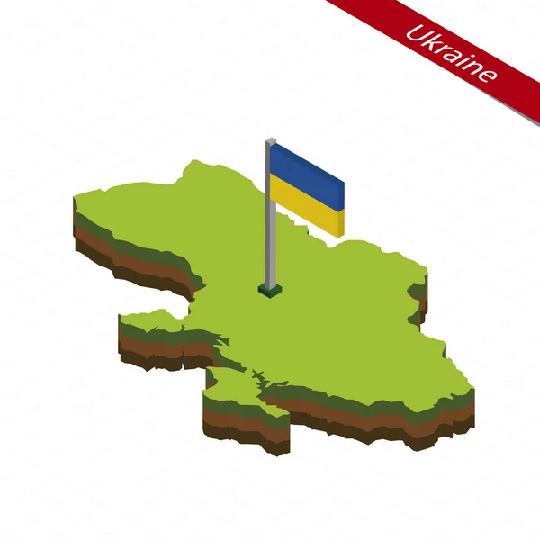 Україна ізометричної карту і прапор. Векторні ілюстрації. — стоковий вектор