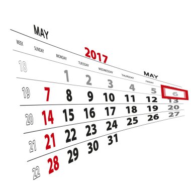 6 Mayıs 2017 takvimde vurgulanmış.