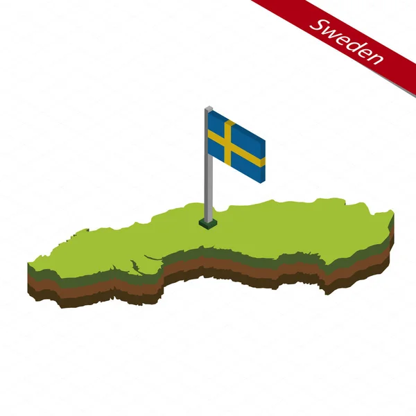 Швеция Изометрическая карта и флаг. Векторная миграция . — стоковый вектор