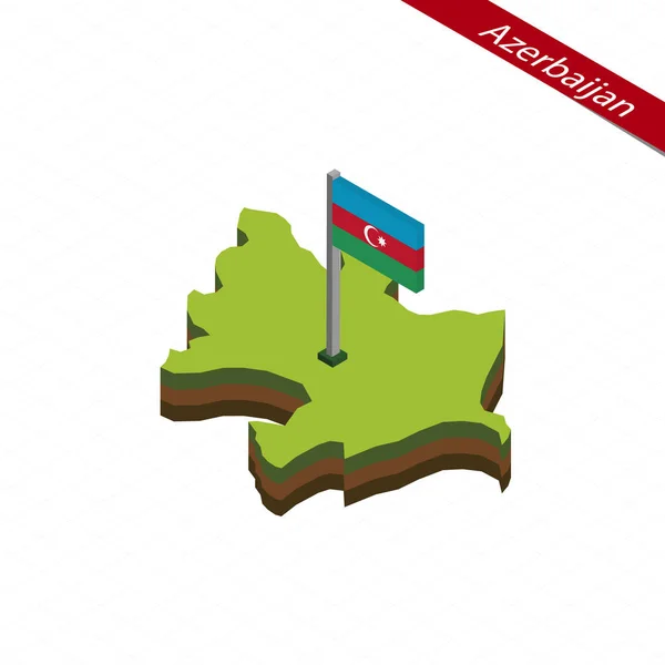 Азербайджанская изометрическая карта и флаг. Векторная миграция . — стоковый вектор