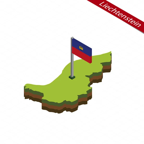 Liechtenstein Carte isométrique et drapeau. Illustration vectorielle . — Image vectorielle