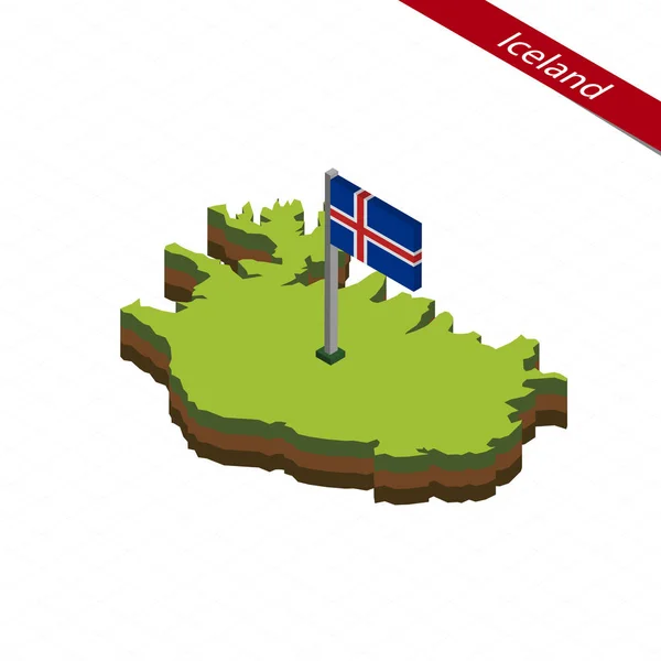 IJsland isometrische kaart en vlag. Vectorillustratie. — Stockvector