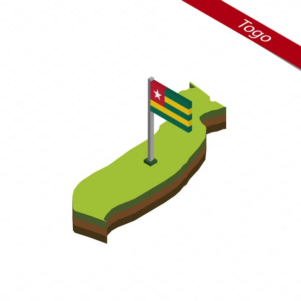 Togo isometrisk karta och flagga. Vektorillustration. — Stock vektor