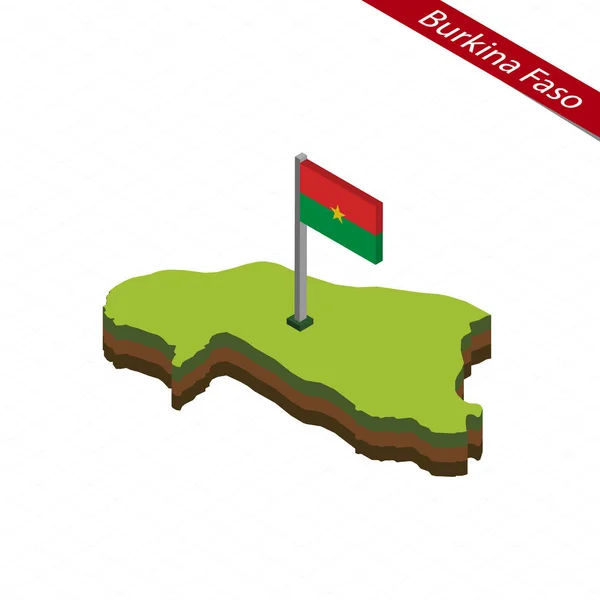 Burkina Faso Mapa isométrico e bandeira. Ilustração vetorial . — Vetor de Stock