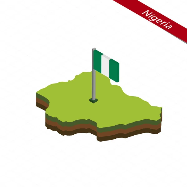Nigeria Mapa isométrico y bandera. Ilustración vectorial . — Vector de stock