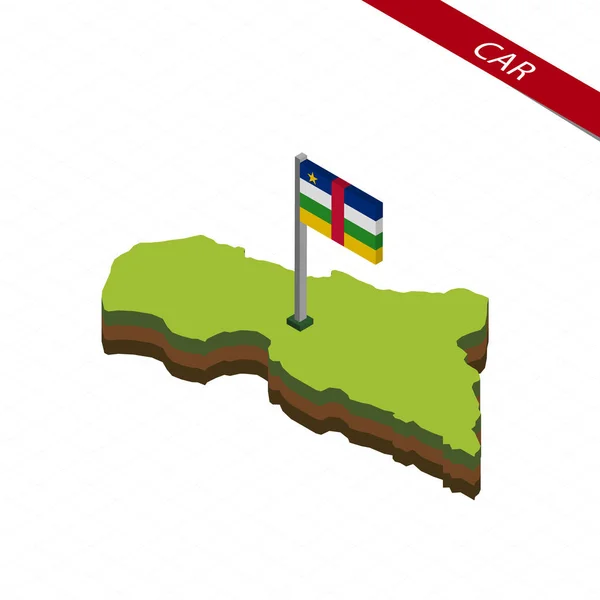 Středoafrická republika izometrická mapa a vlajky. Vektor Rozmr — Stockový vektor