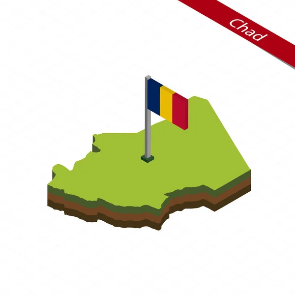 Tchad Carte isométrique et drapeau. Illustration vectorielle . — Image vectorielle