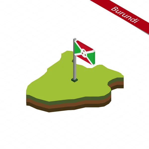 Burundi izometrická mapa a vlajky. Vektorové ilustrace. — Stockový vektor
