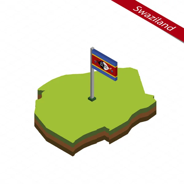 Swazilandia Mapa isométrico y bandera. Ilustración vectorial . — Vector de stock