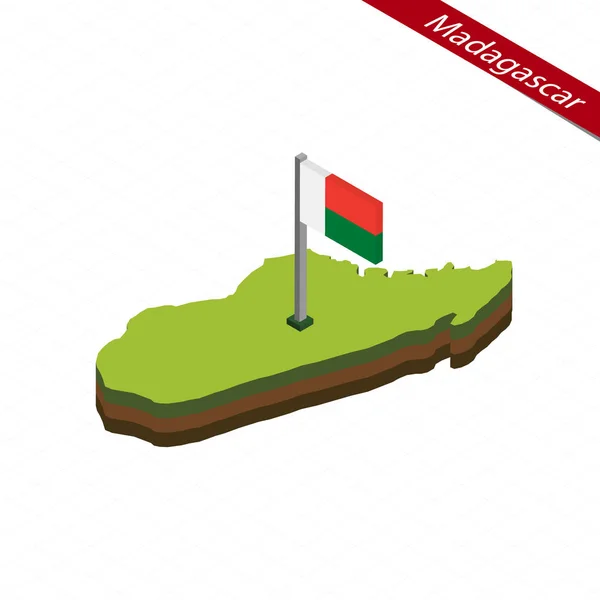 Madagascar Carte isométrique et drapeau. Illustration vectorielle . — Image vectorielle