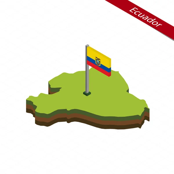 Ecuador Mapa isométrico y bandera. Ilustración vectorial . — Vector de stock