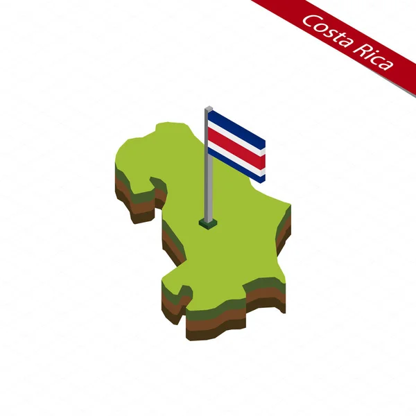 Costa Rica Mapa isométrico y bandera. Ilustración vectorial . — Vector de stock