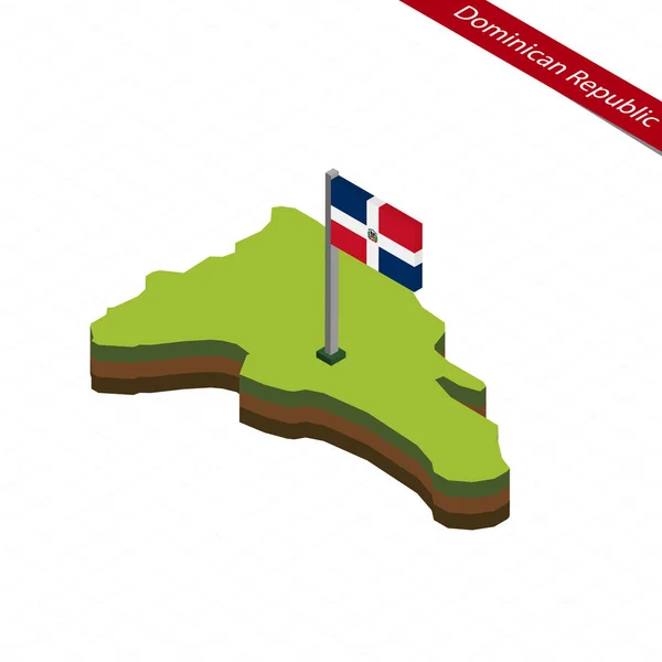 Dominikanische Republik isometrische Karte und Flagge. Vektorillustration. — Stockvektor