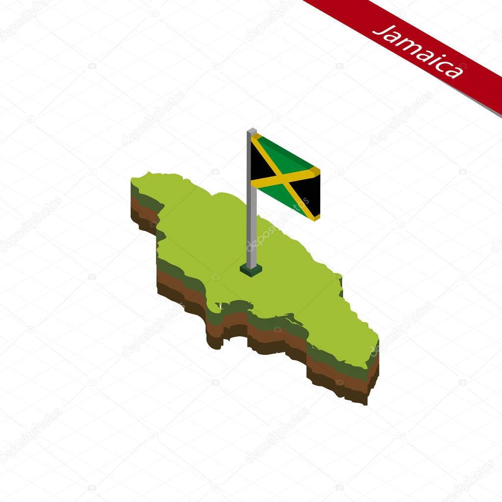 Jamaica Isometric map and flag. Vector Illustration.