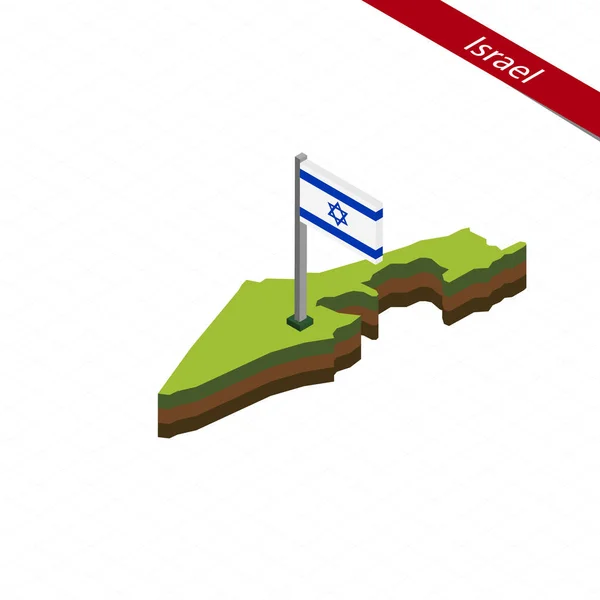 Israël isometrische kaart en vlag. Vectorillustratie. — Stockvector