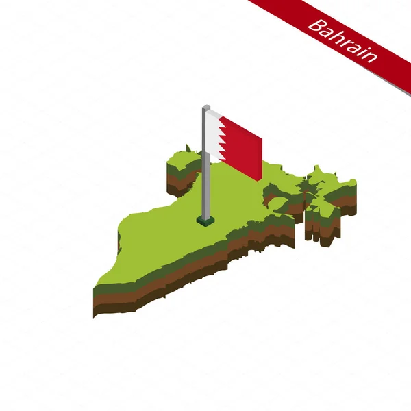 Bahrein Mapa isométrico e bandeira. Ilustração vetorial . — Vetor de Stock