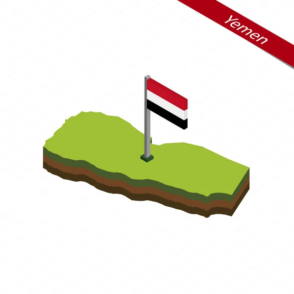 Yemen Mappa isometrica e bandiera. Illustrazione vettoriale . — Vettoriale Stock