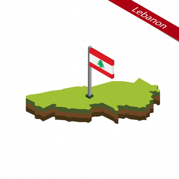 Liban izometryczny mapę i flagi. Ilustracja wektorowa. — Wektor stockowy