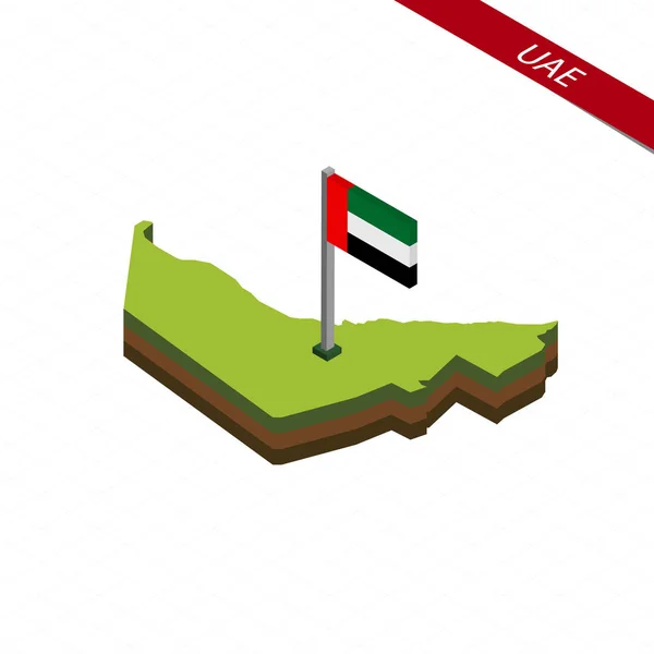 Emirati Arabi Uniti Mappa isometrica e bandiera. Illustrazione vettoriale — Vettoriale Stock