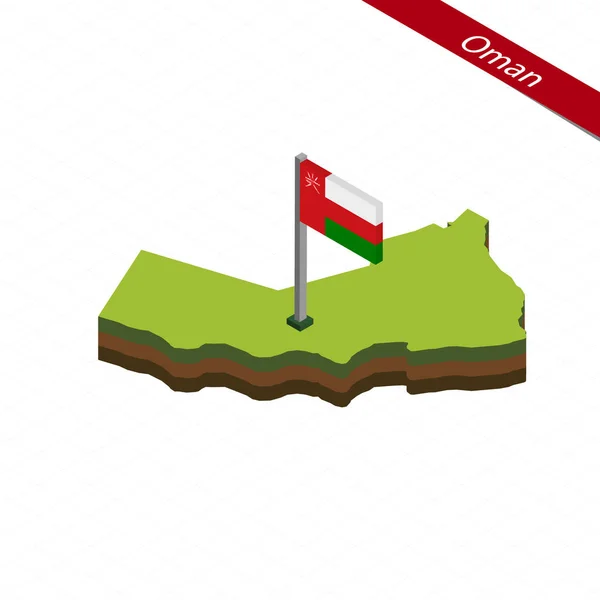 Mapa isométrico de Omã e bandeira. Ilustração vetorial . — Vetor de Stock