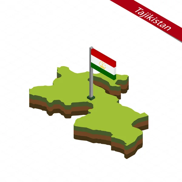 塔吉克斯坦等距地图和国旗。矢量图. — 图库矢量图片