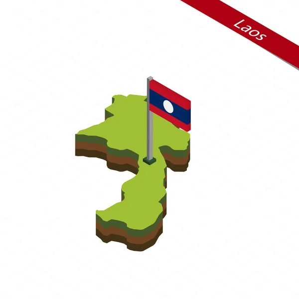 Mapę Laos izometryczny i flagi. Ilustracja wektorowa. — Wektor stockowy