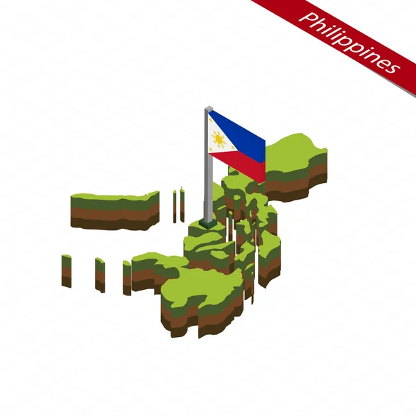 Philippines Isometric map and flag. Vector Illustration. — Stock Vector