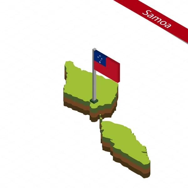 Samoa Mapa isométrico y bandera. Ilustración vectorial . — Archivo Imágenes Vectoriales