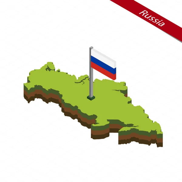 Russland isometrische Karte und Flagge. Vektorillustration. — Stockvektor