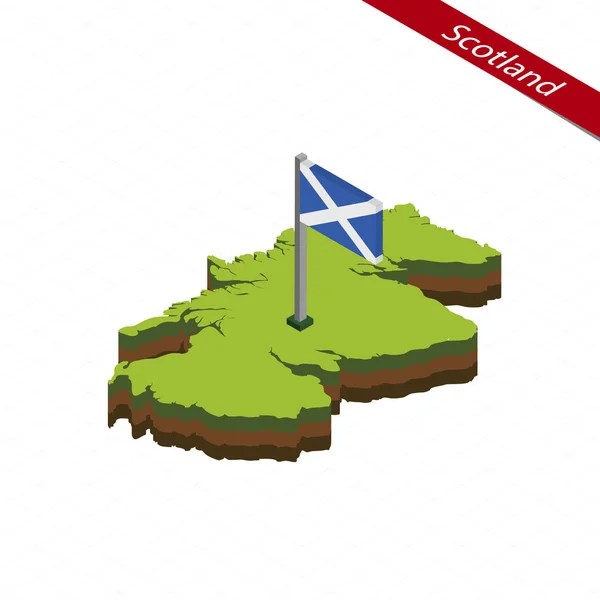 İskoçya izometrik harita ve bayrak. Vektör çizim. — Stok Vektör